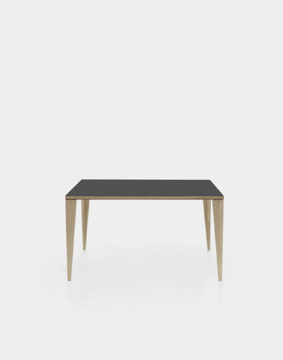 Couchtisch C51 mit winkligen Tischbeinen aus Holz und Tischplatte mit Linoleumbeschichtung