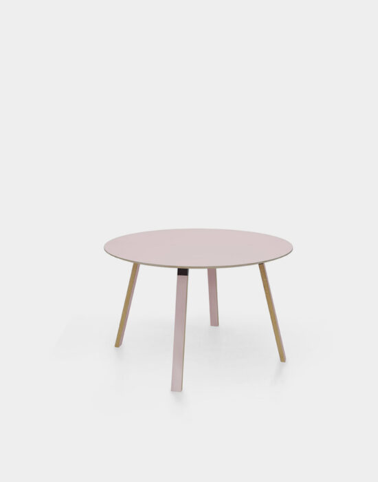 Esstisch D63 rund, Tischplatte mit Linoleum, Tischbeine mit Linoleum