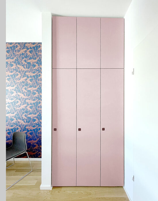 Pax Kleiderschrank mit Aufsatzschrank, Linoleum Powder