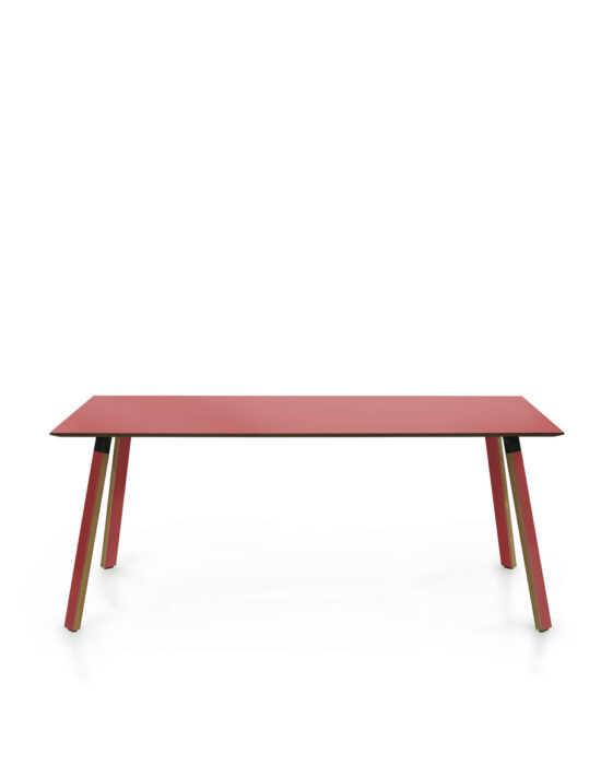 Tisch mit Linoleum, Tischbeine mit Linoleum, Farbe Salsa