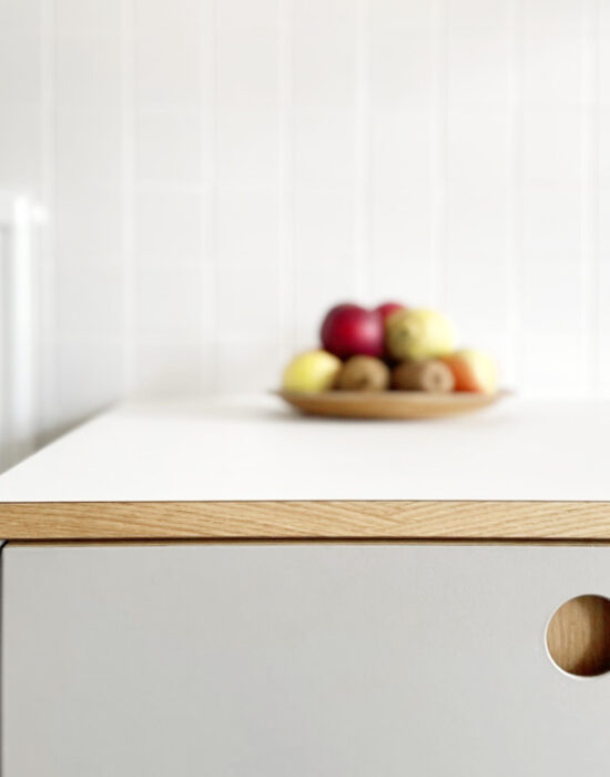 Linoleum - Arbeitsplatte, Linoleum Mushroom, Kante Eiche